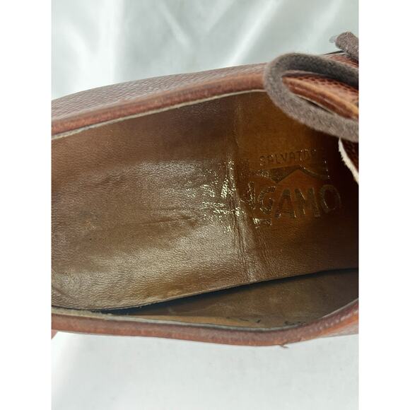 Salvatore Ferragamo Studio Dress Shoe Derby Brown Leather Rubber Men’s Size 8 D